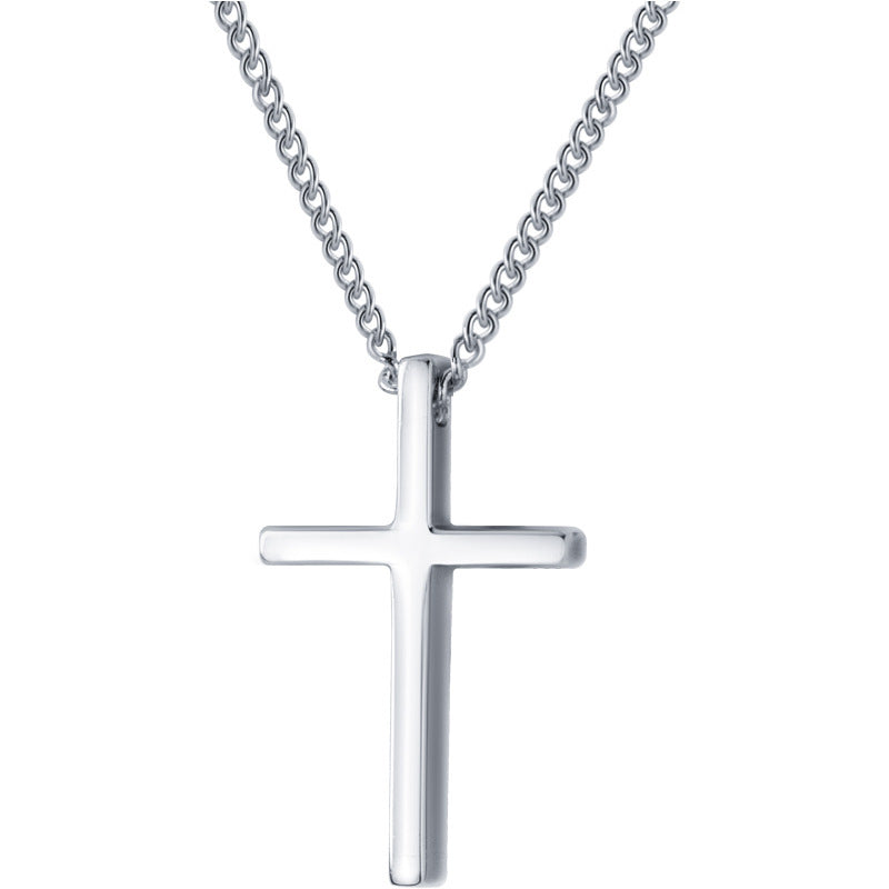 Wholesale glossy cross S925 sterling silver necklace
